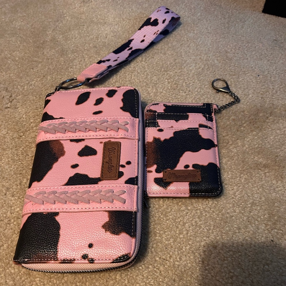 Pink and Black Cow Print Phone Wallet and Card Holder